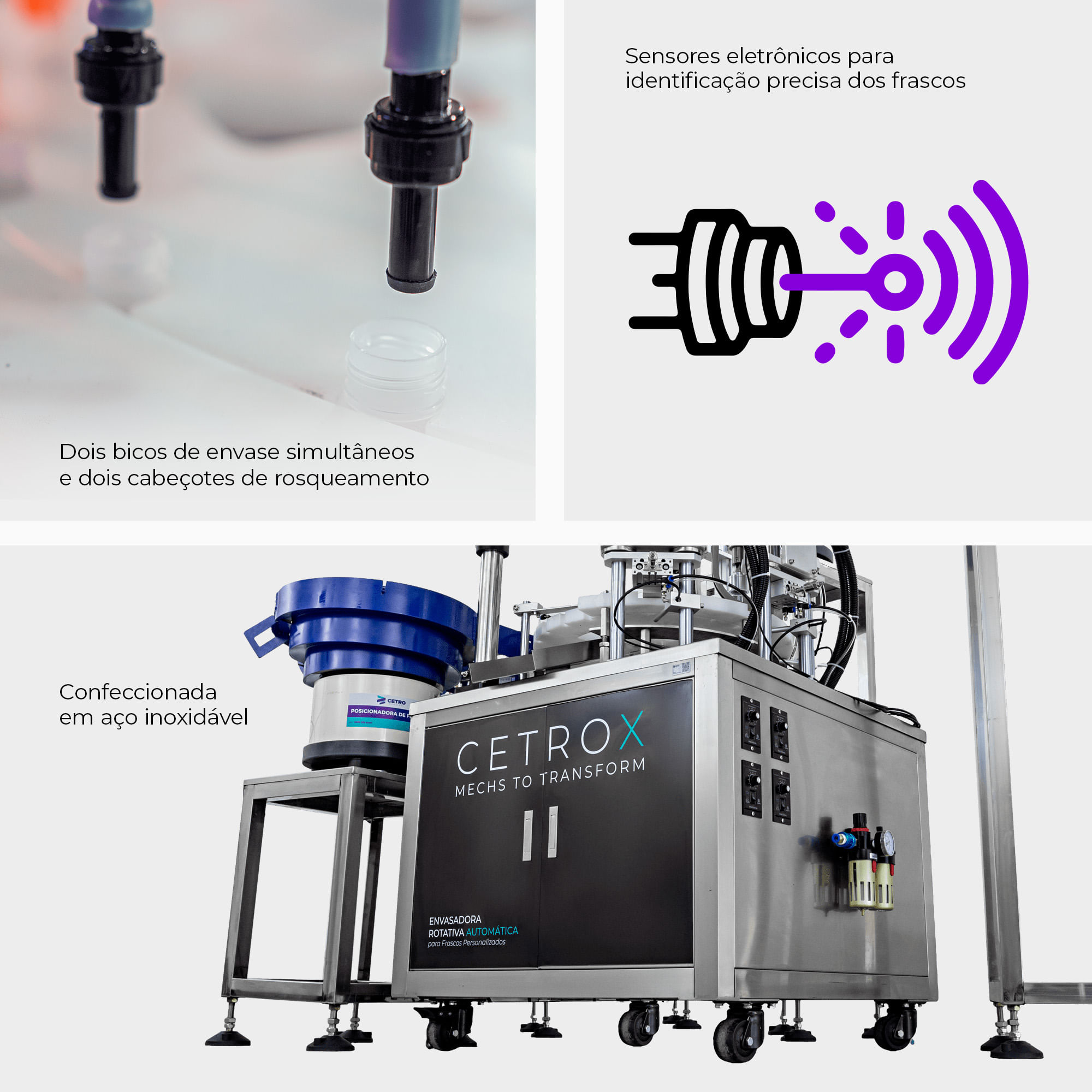 Envasadora Posicionadora e Rosqueadora Rotativa para Frascos Personalizados CAFM CB R - imagem 4