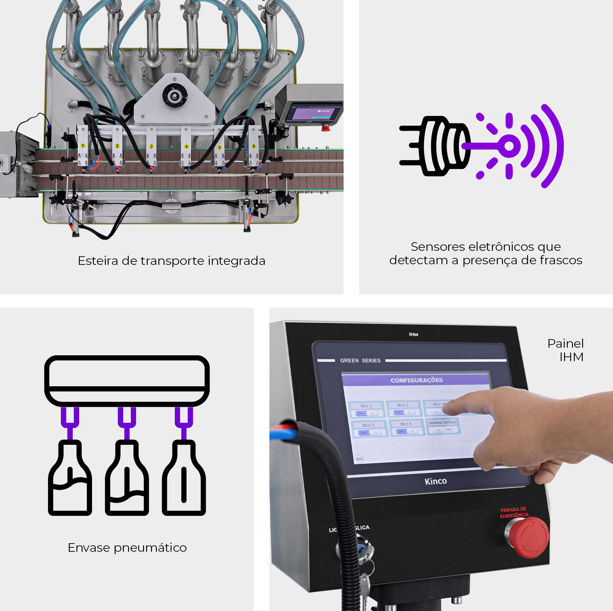 Envasadora de Líquidos Automática 100 - 1000ml com 6 Bicos e Esterilização UV CAFM L-1000 6N UVT - imagem 3