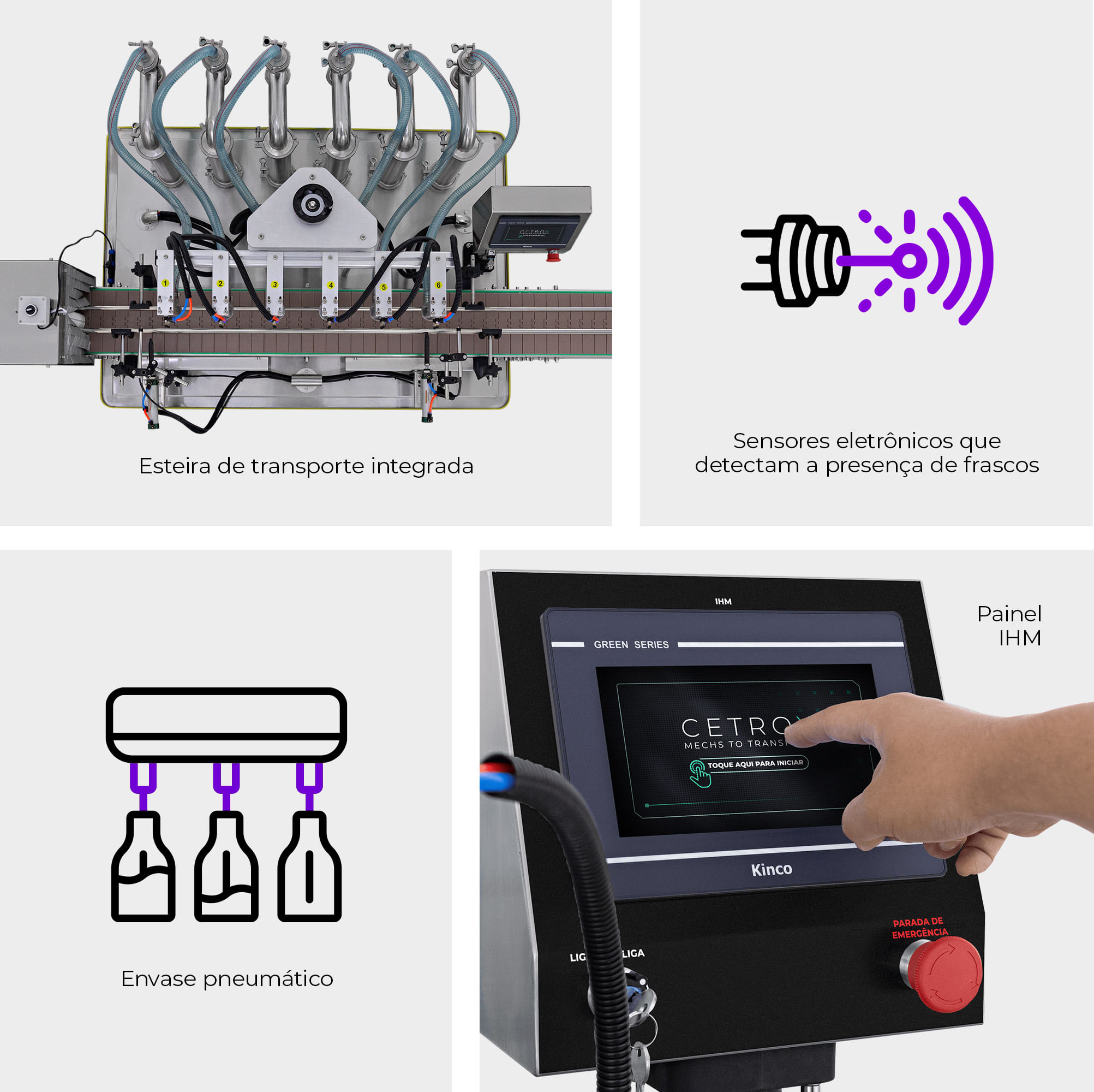 Envasadora de Líquidos Automática 10 - 100ml com 6 Bicos e Esterilização UV  CAFM L-100 6N UVT - imagem 3