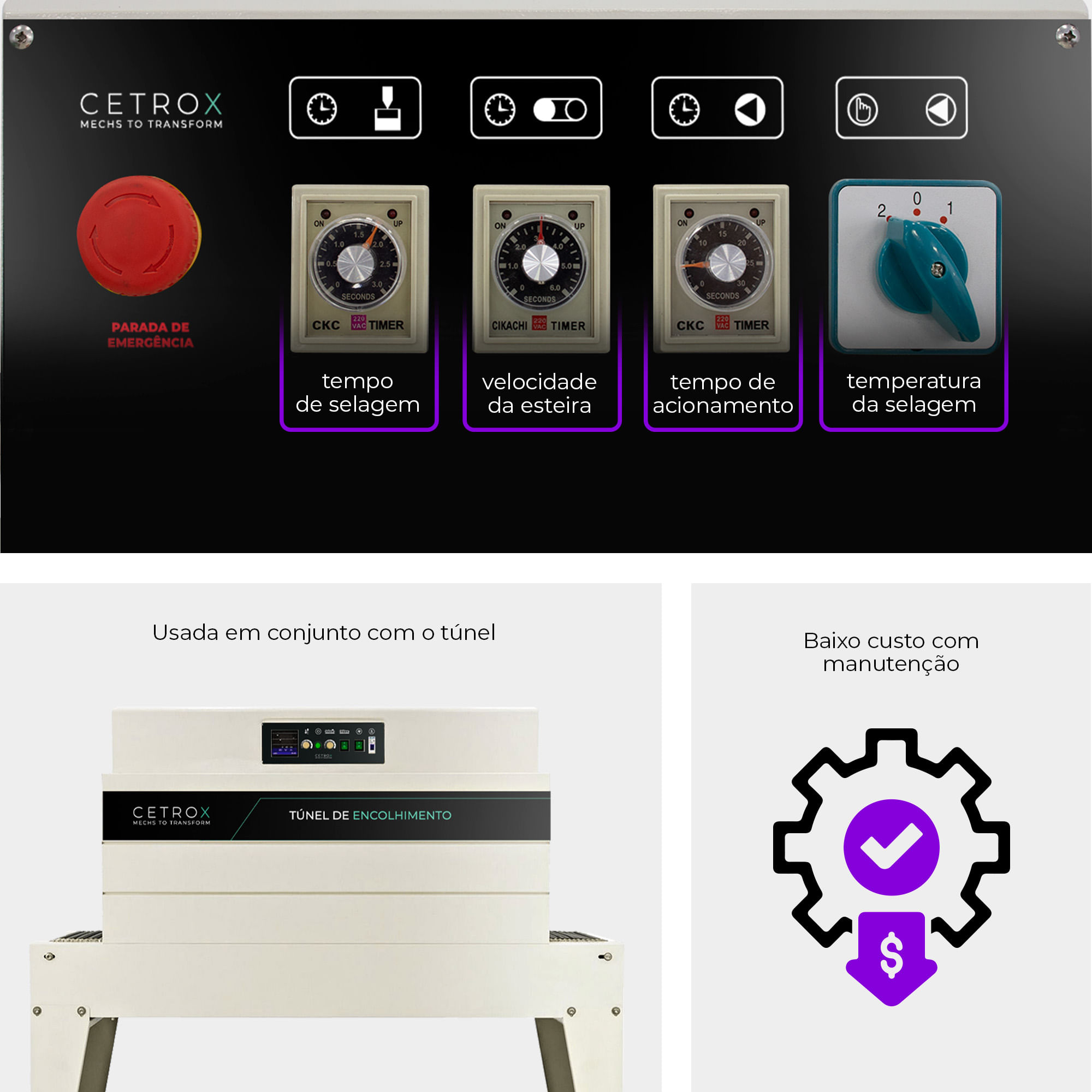 Conjunto de Encolhimento Seladora L Pneumática com Timer + Túnel de Encolhimento - imagem 4