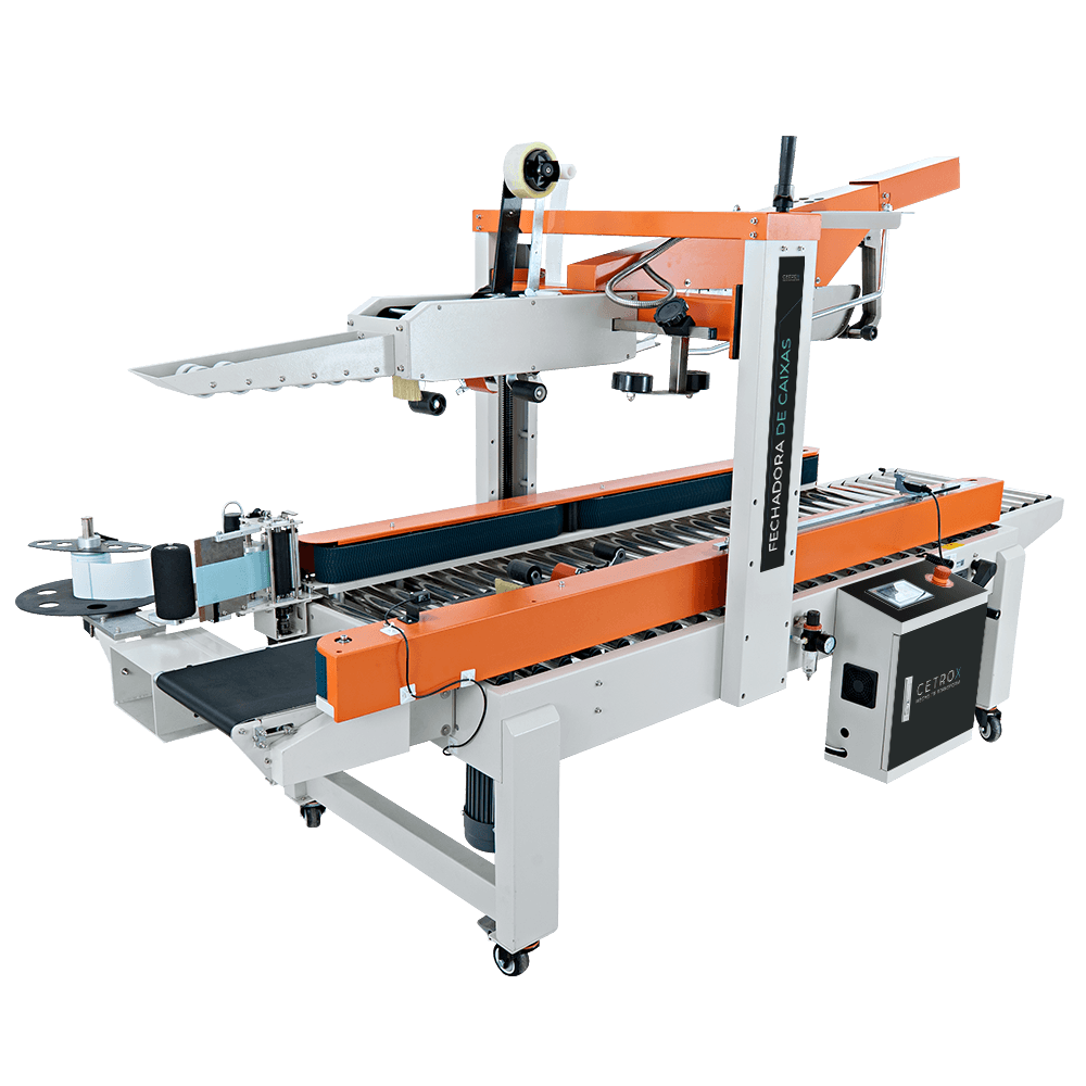 Fechadora de Caixas com Dobra de Abas Automática e Aplicador de Etiquetas Lateral CSSM BS-5050 AF SLA - imagem 1