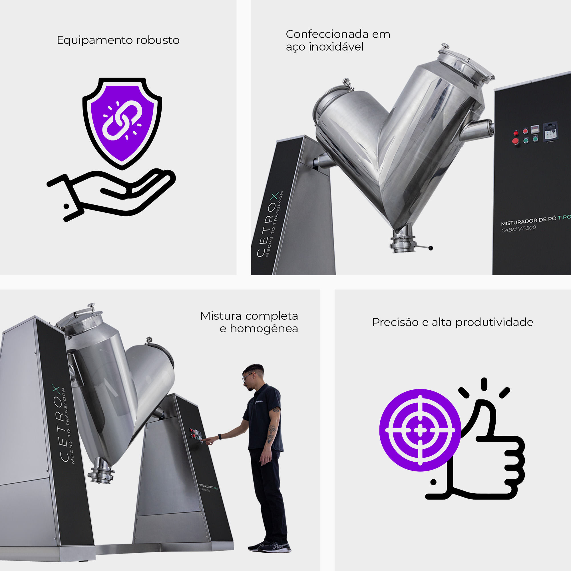 Misturador de Pós Tipo V CABM VT-500 - imagem 2