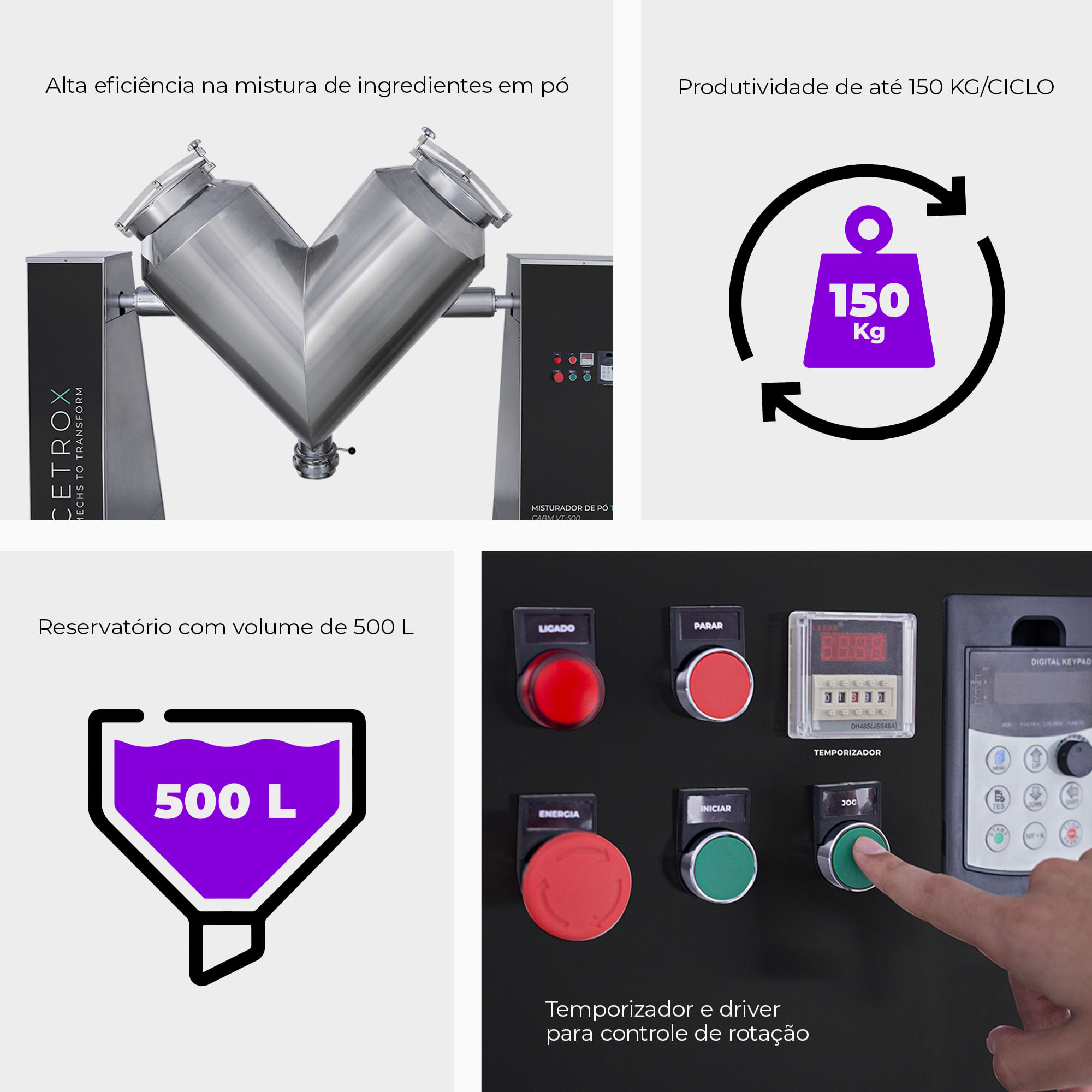 Misturador de Pós Tipo V CABM VT-500 - imagem 3