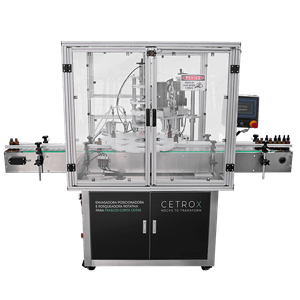 Envasadora Posicionadora e Rosqueadora Rotativa para Frascos Conta Gotas com Proteções para NR12 CAFM GP 2N IC