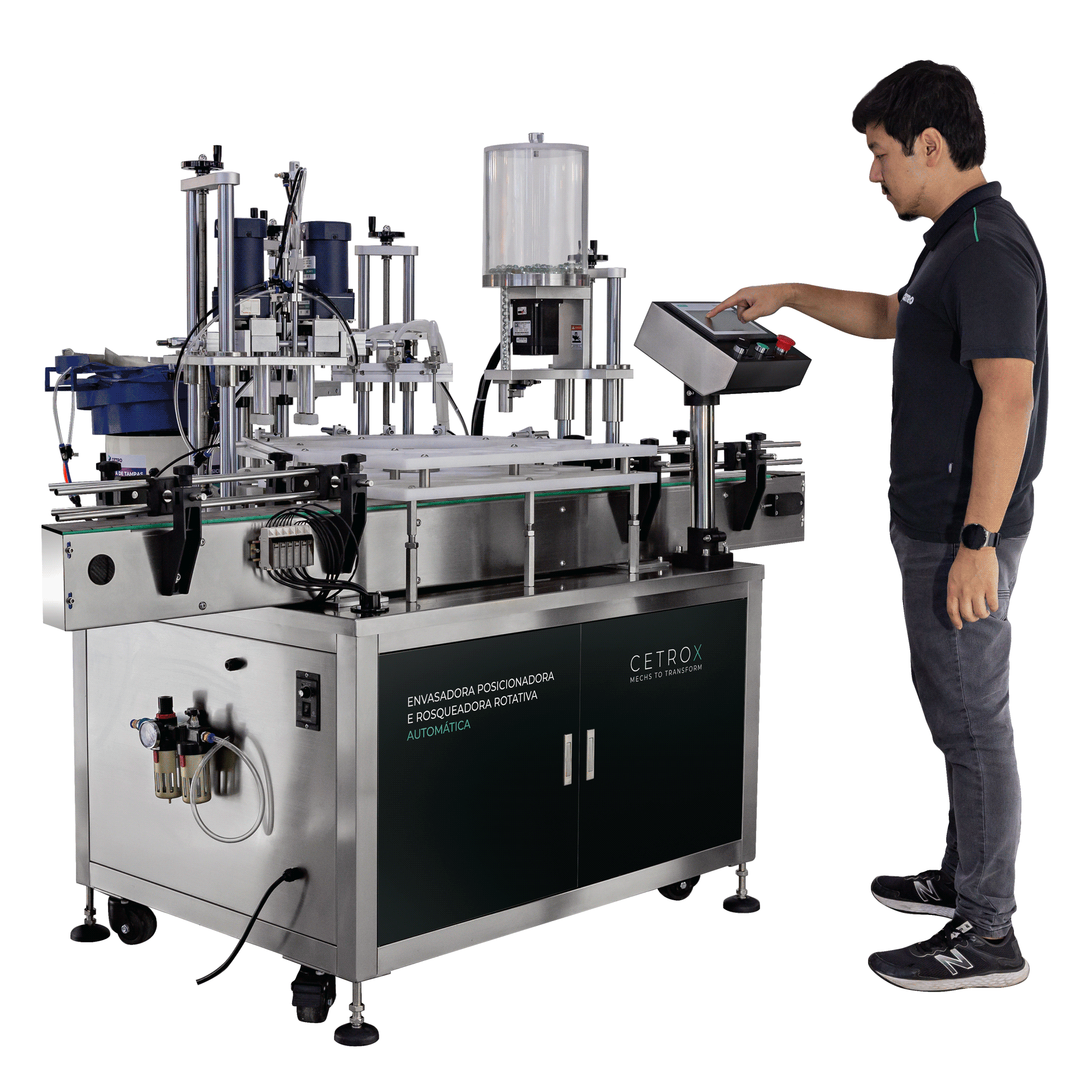 Envasadora Posicionadora e Rosqueadora Rotativa Automática Para Frascos de Tinta CAFM GP-300 R - imagem 5
