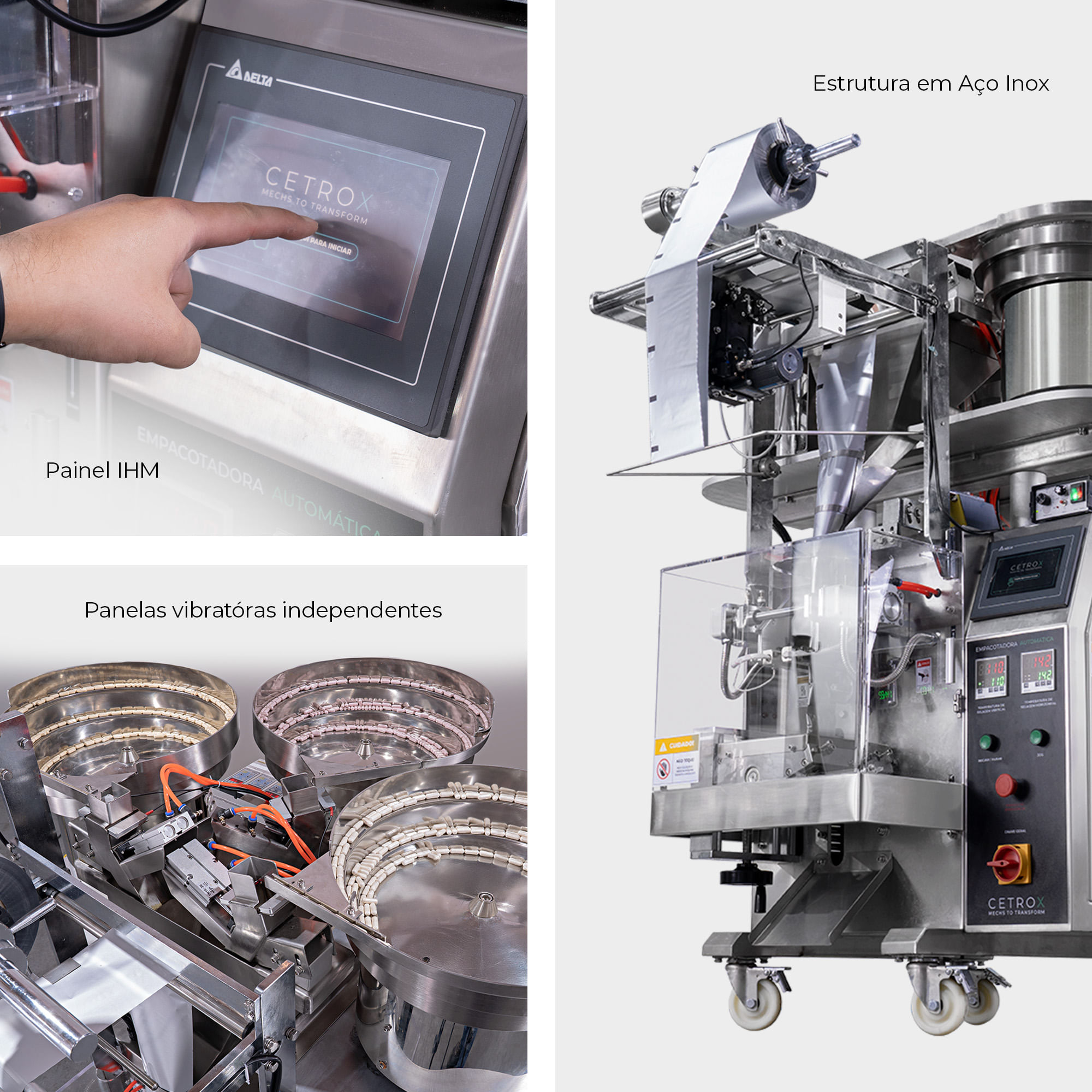 Empacotadora Automática de Sachês com 3 Panelas Vibratórias para Cápsulas e Comprimidos CAPM 300 3S VF3 - imagem 2