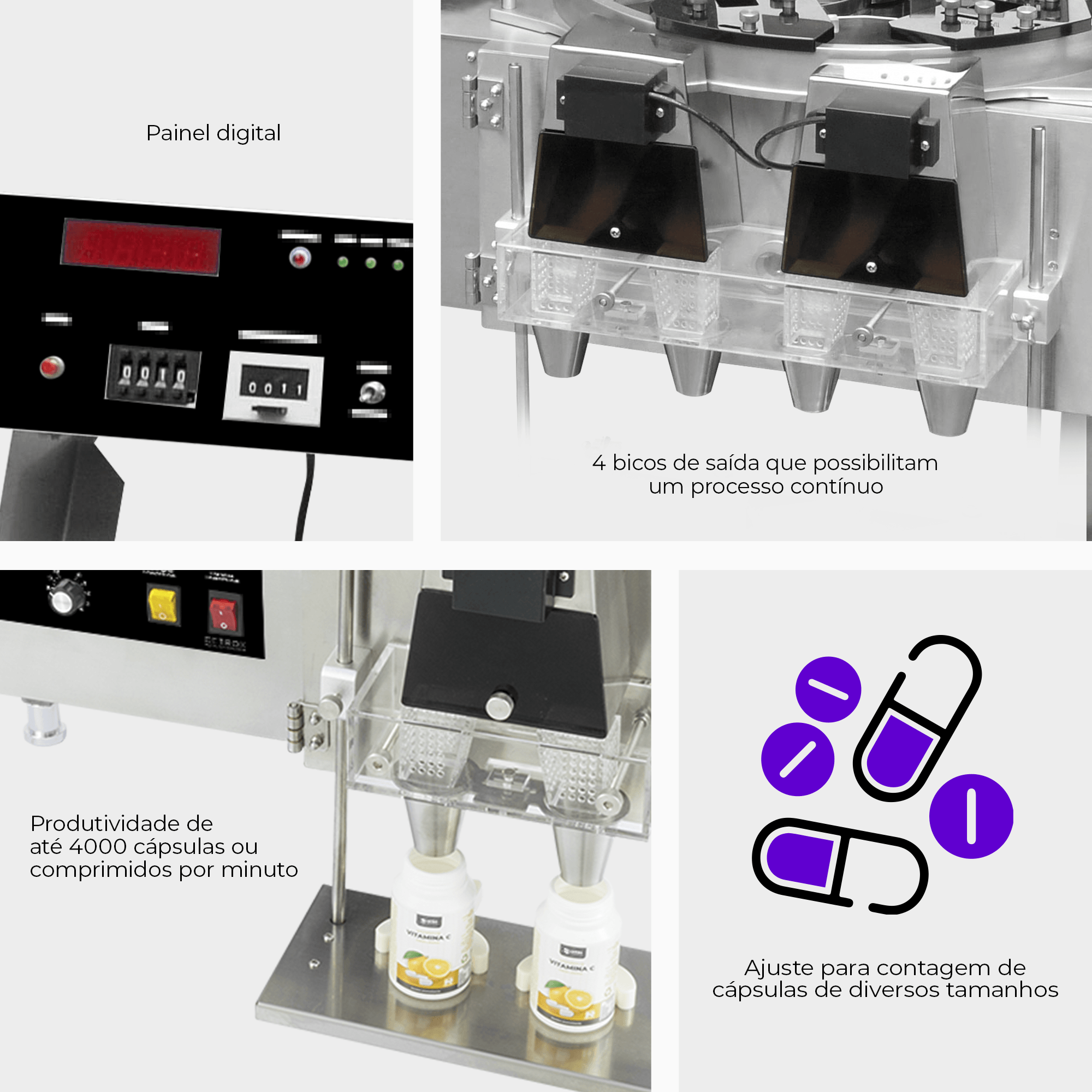 Contadora e Envasadora de Capsulas e Comprimidos Semiautomática CSCM CF-400 T - imagem 2