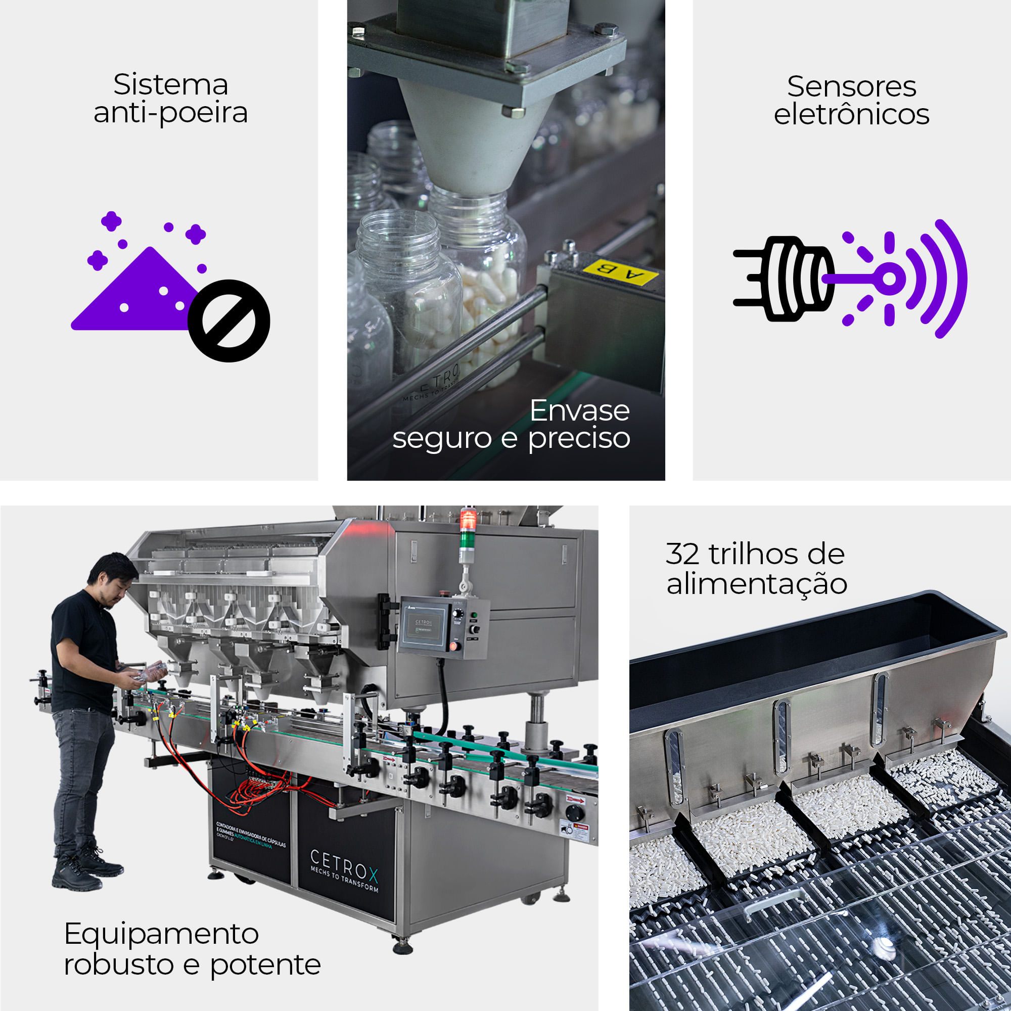 Contadora e Envasadora de Cápsulas e Gummies Automática em Linha CACM CF L-32 - imagem 3