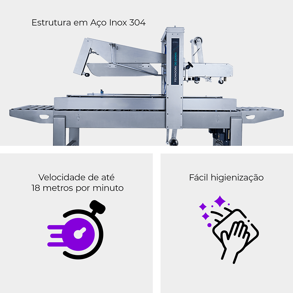 Fechadora de Caixas Automática com Dobra de Abas em Inox 304 CASM BS-5050 SC F SS304 - imagem 3