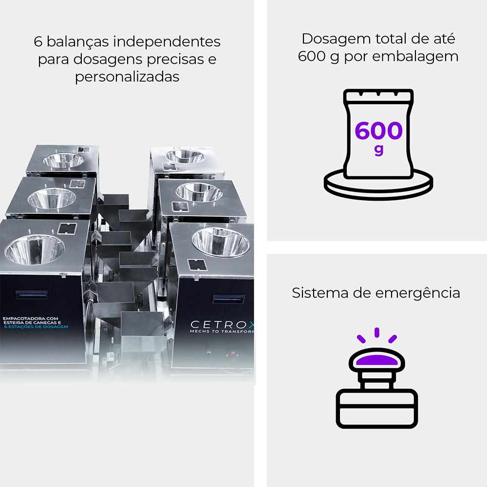 Empacotadora Automática com Esteira de Canecas e 6 Estações de Dosagem CAPM 320 W6-100 BF - imagem 2