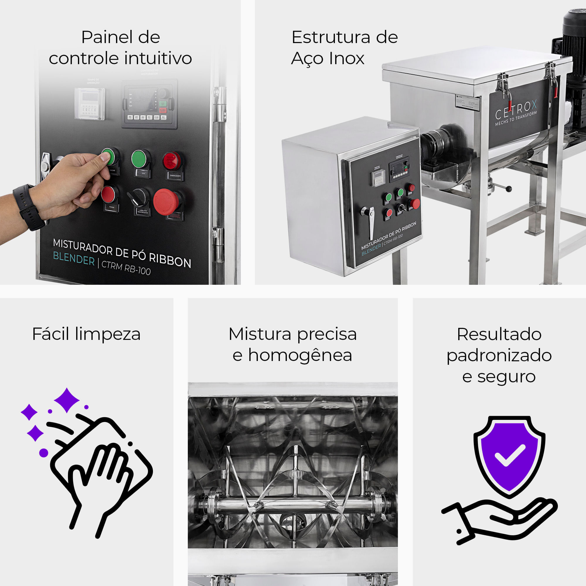 Misturador de Pós Ribbon Blender CTRM RB-100 - imagem 2