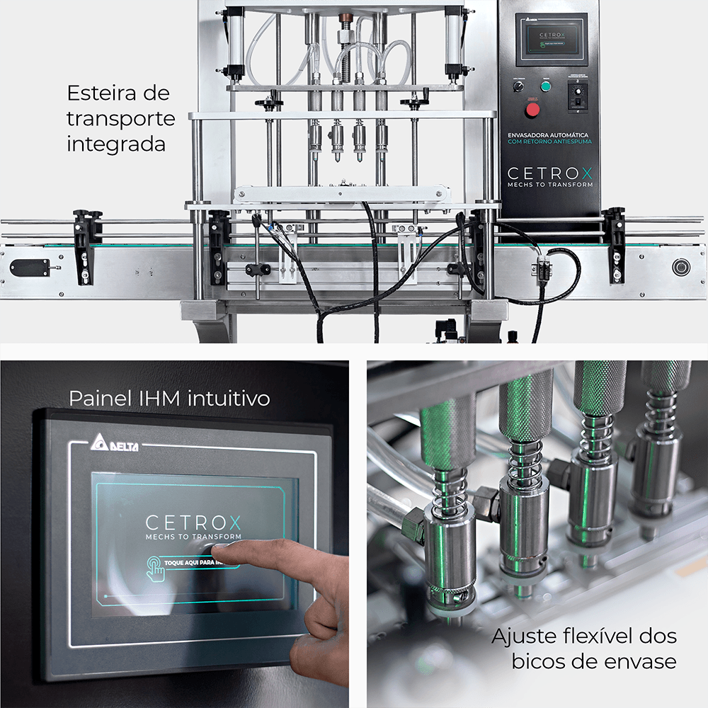 Envasadora Automática por Bomba de 4 Bicos com Retorno Antiespuma em Inox 316 CAFM GP-5000 4NAF SS316 - imagem 3