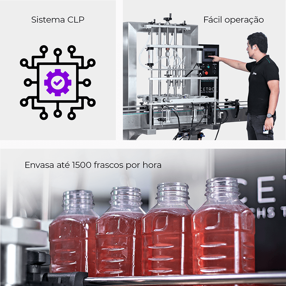 Envasadora Automática por Bomba de 4 Bicos com Retorno Antiespuma em Inox 316 CAFM GP-5000 4NAF SS316 - imagem 4