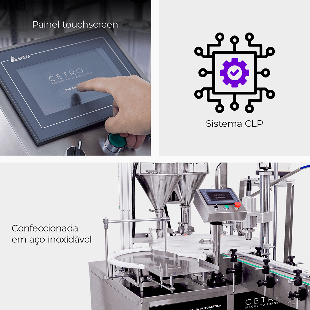 Envasadora e Recravadora Rotativa Automática de Pós para Ampolas de Vidro CAFM R P2-GV - imagem 2