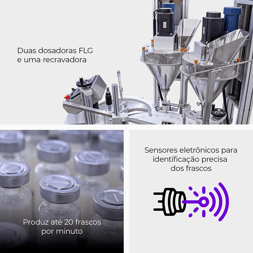 Envasadora e Recravadora Rotativa Automática de Pós para Ampolas de Vidro CAFM R P2-GV - imagem 3