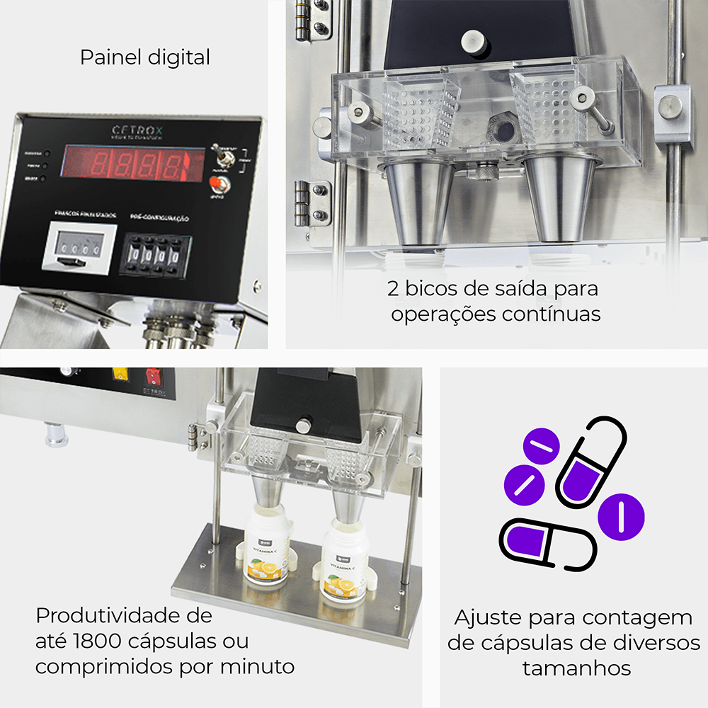 Contadora e Envasadora de Cápsulas e Comprimidos Semiautomática CSCM CF-200 SS T - imagem 3