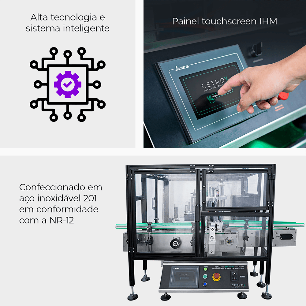Rotuladora de Bancada para Frasco Quadrado e Cilíndrico com NR12 CALM T SC - imagem 2