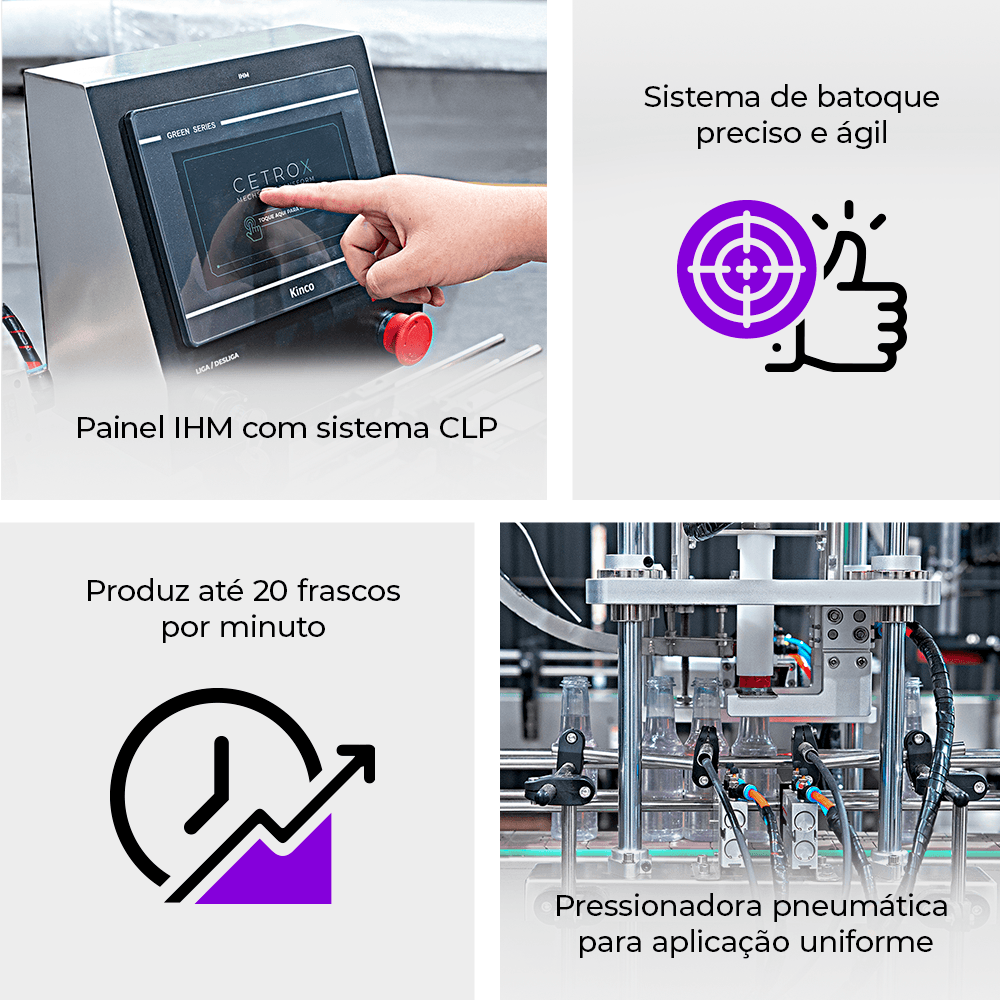 Aplicadora com Abastecedor e Posicionadora Automática de Tampas tipo Batoque CARCM BT-FS - imagem 2